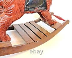 Vintage CARVED WOODEN German Black FOREST BEAR Rocker Rocking FOLK ART 23x13