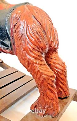 Vintage CARVED WOODEN German Black FOREST BEAR Rocker Rocking FOLK ART 23x13