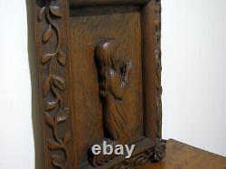 Vintage CARVED WOOD FOLK ART PLAQUE LITTLE GIRL PRAYING