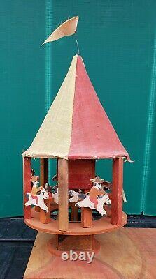 Vintage Carousel Horses Cowboy American Folk Art Amusement Park Carnival Carving