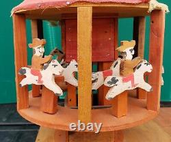 Vintage Carousel Horses Cowboy American Folk Art Amusement Park Carnival Carving