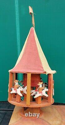 Vintage Carousel Horses Cowboy American Folk Art Amusement Park Carnival Carving