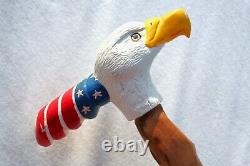 Vintage Carved Eagle Cane Wood Folk Art Signed Walking Stick Painted Americana