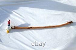 Vintage Carved Eagle Cane Wood Folk Art Signed Walking Stick Painted Americana