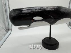 Vintage Carved Folk Art Primitive Style Carved Painted Wood Whale Figurine