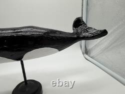 Vintage Carved Folk Art Primitive Style Carved Painted Wood Whale Figurine