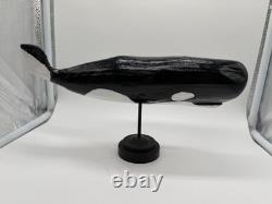Vintage Carved Folk Art Primitive Style Carved Painted Wood Whale Figurine