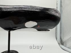Vintage Carved Folk Art Primitive Style Carved Painted Wood Whale Figurine