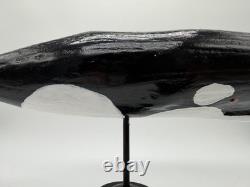 Vintage Carved Folk Art Primitive Style Carved Painted Wood Whale Figurine