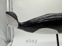 Vintage Carved Folk Art Primitive Style Carved Painted Wood Whale Figurine