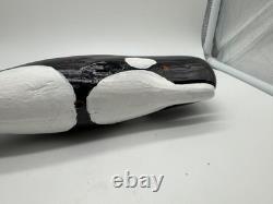 Vintage Carved Folk Art Primitive Style Carved Painted Wood Whale Figurine