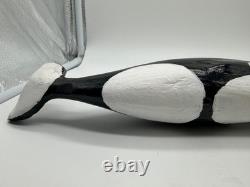 Vintage Carved Folk Art Primitive Style Carved Painted Wood Whale Figurine