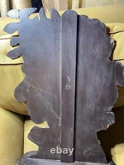 Vintage Carved Folk Art Wood Panel/Screen Male Profile With Fruits 23 Tall