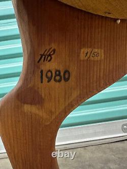 Vintage Carved Folk Art Wood Rocking Horse, Signed HB, #1/50, 1980 35 tall