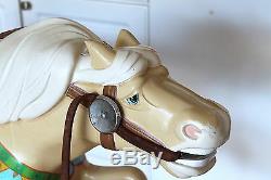 Vintage Carved Solid Wood Carousel Rocking Horse Hand Painted Folk Art