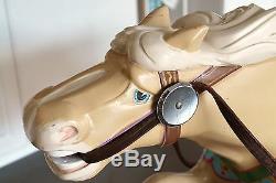 Vintage Carved Solid Wood Carousel Rocking Horse Hand Painted Folk Art