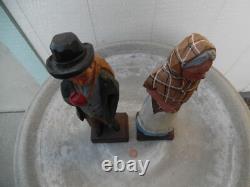 Vintage Carved Wood Figure Gerald Pat Hannah Yankee Pedlar And Sarah, Lot Of 2