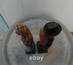 Vintage Carved Wood Figure Gerald Pat Hannah Yankee Pedlar And Sarah, Lot Of 2