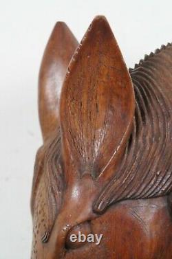 Vintage Carved Wood Folk Art Horse Head Bust Art Sculpture Equestrian Artisan