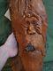 Vintage Carved Wood Old Man Face Cigar Smoking Big Driftwood Tree Beard Folk Art