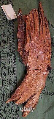 Vintage Carved Wood Old Man Face Cigar Smoking Big Driftwood Tree Beard Folk Art