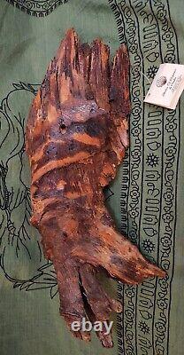 Vintage Carved Wood Old Man Face Cigar Smoking Big Driftwood Tree Beard Folk Art