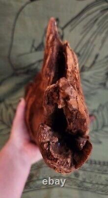 Vintage Carved Wood Old Man Face Cigar Smoking Big Driftwood Tree Beard Folk Art