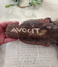 Vintage Carved Wood Polychrome Putti Praying Angel Santos Figure Folk Art