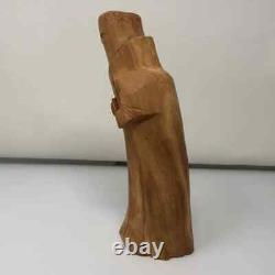 Vintage Carved Wood Sculpture Monk Signed Mike Salazar Folk-Art New Mexico