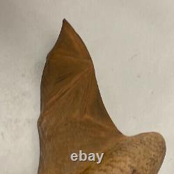 Vintage Carved Wood Winged Bat Folk Art Sculpture Signed, 8x4.5