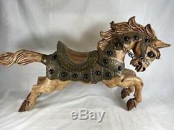 Vintage Carved Wooden Carousel Roman Chariot Horse Hand Painted Folk Art