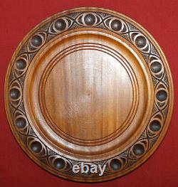 Vintage Carving Wood Wall Hanging Treen Folk Plate