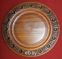 Vintage Carving Wood Wall Hanging Treen Folk Plate