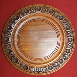 Vintage Carving Wood Wall Hanging Treen Folk Plate