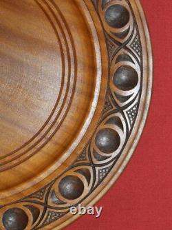 Vintage Carving Wood Wall Hanging Treen Folk Plate