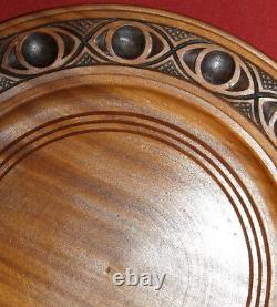 Vintage Carving Wood Wall Hanging Treen Folk Plate