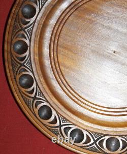 Vintage Carving Wood Wall Hanging Treen Folk Plate