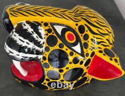 Vintage Cat Mexican Folk Art carved wood leopard painted cultural Art skull