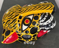 Vintage Cat Mexican Folk Art carved wood leopard painted cultural Art skull