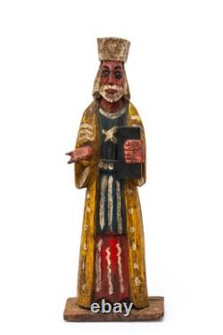 Vintage Central American Folk Art Carved Wood Painted Santo Saint Figure
