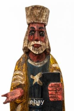 Vintage Central American Folk Art Carved Wood Painted Santo Saint Figure