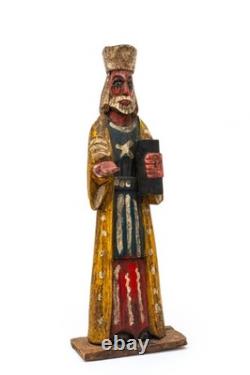 Vintage Central American Folk Art Carved Wood Painted Santo Saint Figure