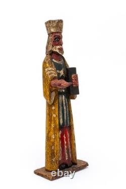 Vintage Central American Folk Art Carved Wood Painted Santo Saint Figure
