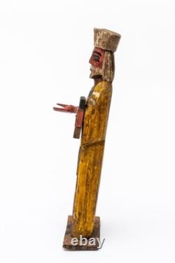 Vintage Central American Folk Art Carved Wood Painted Santo Saint Figure
