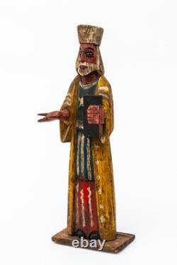 Vintage Central American Folk Art Carved Wood Painted Santo Saint Figure