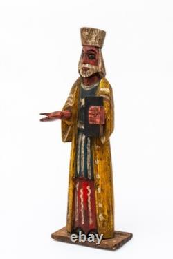 Vintage Central American Folk Art Carved Wood Painted Santo Saint Figure