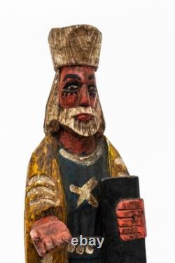 Vintage Central American Folk Art Carved Wood Painted Santo Saint Figure