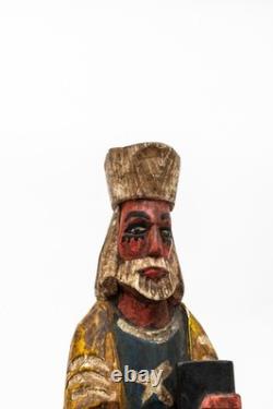 Vintage Central American Folk Art Carved Wood Painted Santo Saint Figure