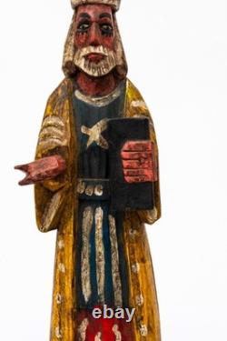 Vintage Central American Folk Art Carved Wood Painted Santo Saint Figure
