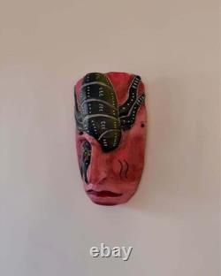 Vintage Central American Folk Art Hand Carved Wooden Festival Mask Insect Motif